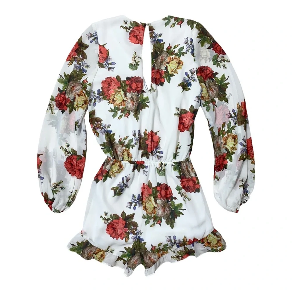 Show Me Your Mumu Rose Bonita Surplice Long Sleeve Floral Romper - Picture 5 of 9